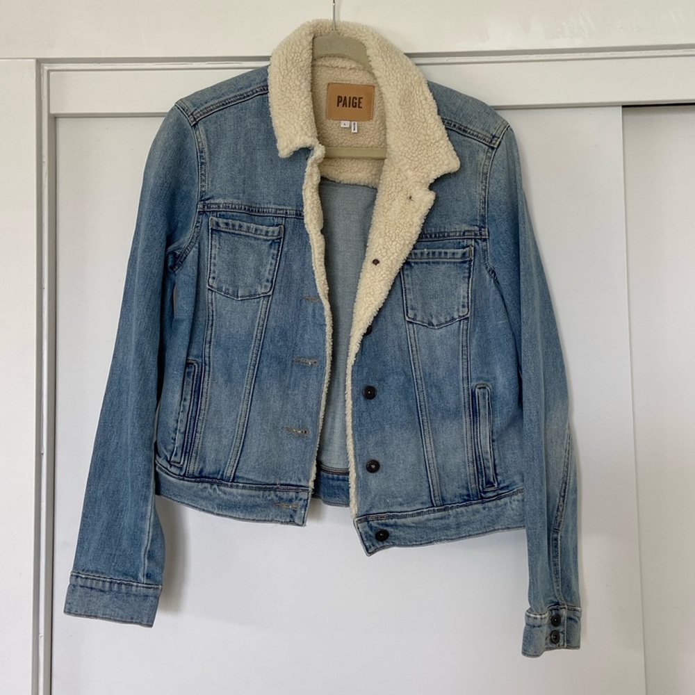 NWOT Paige Denim Sherpa Lined Jean Jacket, size Large